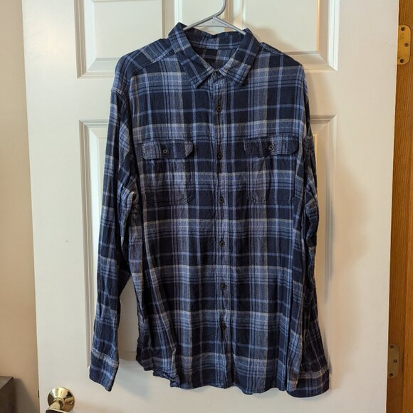 Men's Flannel Blue and Gray - Picture 1 of 2